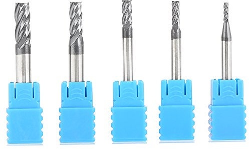 Akozon Tungsten Carbide 4-Flute Milling Cutter Set, 5pcs, 23mm Cutting Dia., 6mm Shank, Square End, Unfinished, Perfect for Woodworking & General Bit Processing