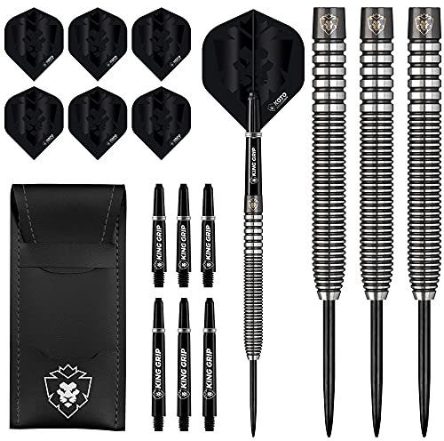 KOTO - Zoom Black Electro 90% Darts 21 G, Schwarz, Dart-Set inkl. 3 Barrels,Flights + Shafts & Dartwallet, Fester Ringgrip