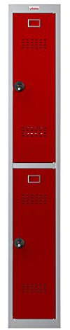Phoenix Safe Company PL1230GRC Personal Locker - PL Serie - Kombinations-Zifferblatt-Schließfächer 1 Säule 2 rote Türen - 121 Liter I graue pulverbeschichtete Oberfläche - 17 kg