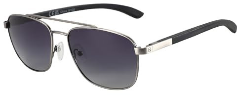 ZENOTTIC Lunettes de soleil polarisantes pilote homme monture carrée en métal miroité temple en bois lentille de protection UV400