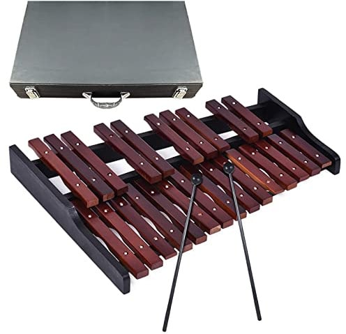 GLP Xylophon 25 Töne Holz Percussion Pädagogisches Musikinstrument Geschenk mit 2 Schlägeln und Koffer, professionelles Glockenspiel für Erwachsene und Kinder