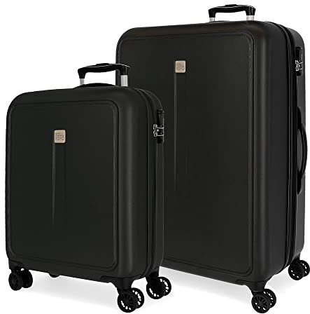 Roll Road Camboya Koffer-Set, schwarz, 55/68 cm, starr, ABS-Kombinationsverschluss, seitlich, 217 l, 6,56 kg, 4 Räder, Handgepäck