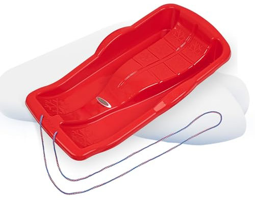 JAMARA 461125 Snow Play Bob Karol 80cm-Schlagzäher Kunststoff, Seil zum Ziehen, Leichtgewicht, unter 1 kg, Aerodynamische Bauweise, rot