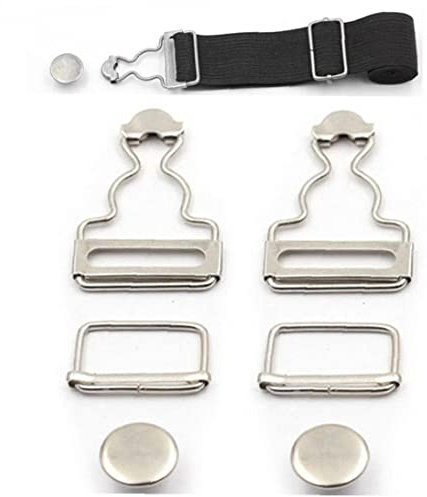 2 Sets Metal Dungaree Buckles Clips with Rectangle Slider Fasteners for Braces Handbags Jackets Clothing Pinafore Dresses 38mm
