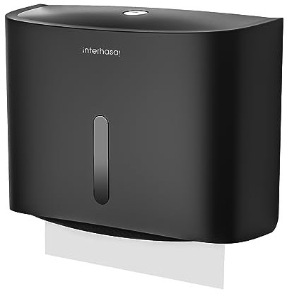 interhasa! Kommerzieller Papierhandtuchspender zur Wandmontage, Handtuchspender mit großer Kapazität, C-Falz-Papierhandtuchhalter, Schwarz