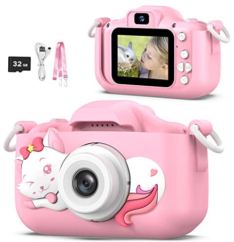 AONISE KameraKinder, Geschenk Mädchen, KinderSpielzeug ab 3-12 Jahre, Fotoapparat Kinder, 1080P HD Digitalkamera, Geburtstags