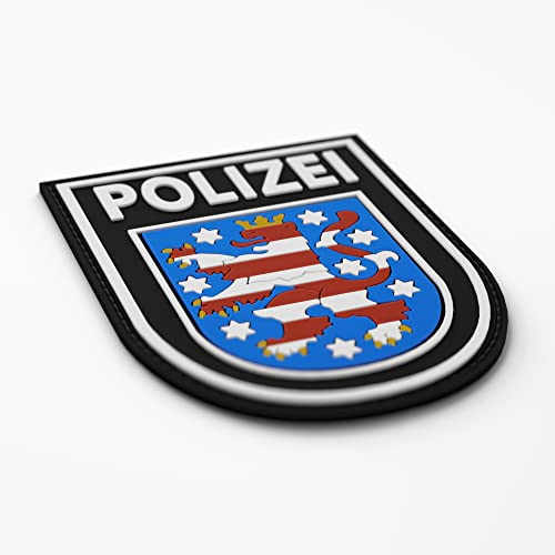 Patch Force - Polizei Patch (farbig) Polizei Thüringen - Als Abzeichen für Polizeiuniform, Schutzweste, Einsatztasche, Jacke oder Rucksack - 3D rubber klett patch