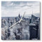 DEQORI Glasuhr | 30x30 cm | Motiv Blaue Skyline New York | ausgefallene leise Design Uhr aus Glas | Wanduhr für Wohnzimmer & Küche | Moderne Hingucker Uhr für die Wand