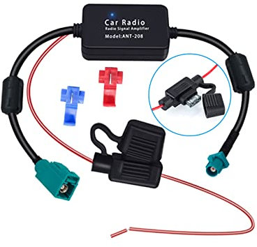 Vecys FM/AM Dab Dab+Car Antenna Amplificateur Booster Fakra Z Male à Adaptateur Féminin Amplificateur d'antenne de Séparateur Numérique 12V avec Bague Magnétique pour Autoradio Numérique Audio Stéréo