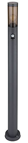 GLOBO Wegeleuchte Bewegungsmelder Pollerleuchte außen Gartenlampen anthrazit IP44, Standleuchte Terrasse Balkon, Edelstahl rauchfarben, 1x E27 Fassung, DxH 12,7x110cm