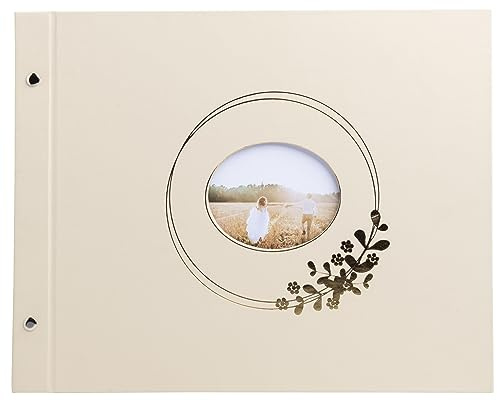 EXACOMPTA - Ref. 60233E – Fotoalbum mit Schraubverschluss Ringflower Latté – 160 Fotos – 40 weiße Seiten – Format 37 x 29 cm – Einband mit Papier in PU-Optik und Sichtfenster
