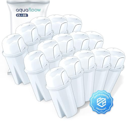 Aquafloow Wasserfilter Kartuschen für Wasserfilter Kanne, Filterkartusche, Wasser Filtersystem zur Reduzierung von Kalk, Chlor | Ersatz für Dafi Classic, Brita Classic, Wessper Aquaclassic – 15 Stück
