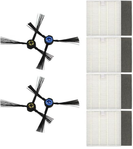 Kit de 8 brosses latérales compatibles avec aspirateur robot V8 V8S pour X750 X800 X785 V80, 4 filtres HEPA, 4 brosses latérales