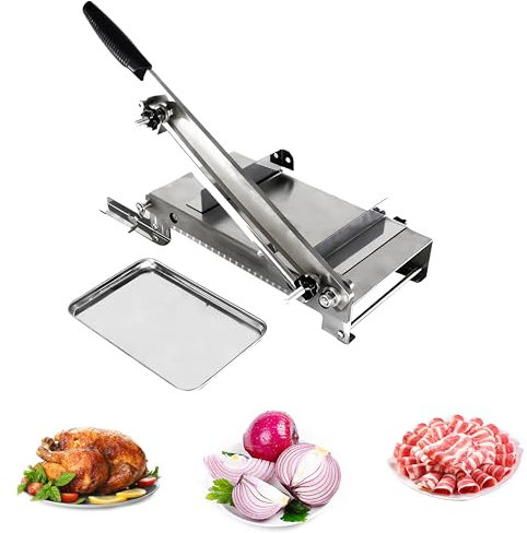 Meat slicer, GrillFancy stainless steel heavy manual frozen meat slicer, beef and lamb roll food slicer, suitable for home cooking, Cheese slicing, BBQ slicing, easy to use