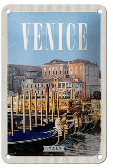 FEMER Blechschild Reise 12x18cm Venice Italy Venedig Italien Retro Schild