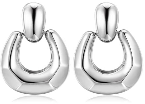 Dochais Gold Ohrringe Damen - Vergoldet 14K Gold Creolen Breit Gold Hoop Earrings Huggie Ohrringe Hypoallergen Creolen für Damen Frauen Silber