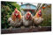 DARO Design - Wand-Bild auf 6mm HDF 30x20 cm 3 Hühner auf Zaun - Wand-Deko Bilder Geschenk