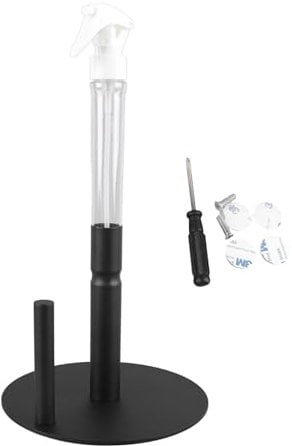 Paper Towel Holder with Spray Bottle,Under Cabinet Paper Towels Holders with Sprayer Inside Center, Paper Towel Holder Spray Bottle Standing Paper Tissue Roll Rack for Kitchen Bathroom