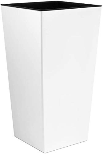 rg-vertrieb Pflanztopf Blumentopf Pflanzkübel Blumenkübel Matt Eckig mit Einsatz NEU Übertopf (55cm Weiß)