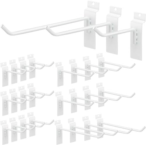KAHEIGN 24 Ganchos de Listones Resistentes de 10, 15 y 20 cm - Soportes de Estante de Pared de Acero para Paneles y Rejillas - Almacenamiento para Garaje