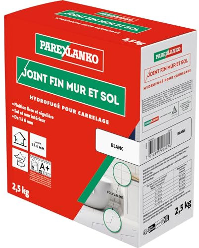 PAREXLANKO - Joint Souple tous Supports - Blanc - Joints de Carrelage de 2 à 15 mm Soumis à de Fortes Sollicitations - Neuf et Rénovation - Sol et Mur - Intérieur et Extérieur - 2,5 kg