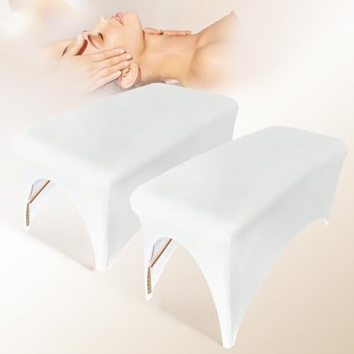 2 Stück Spa Bed Cover Professional Lash Bed Cover Stretchy Massage Table Cover Beauty Bed Protective Topper, Excellent for Lash Extension, Spa, Massage, Beauty Salon, Wax, Tattoo (Weiß)