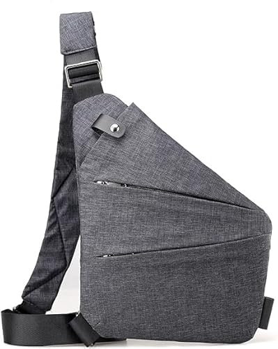 HASAGEI Diebstahlsichere Reisetasche, Diebstahlsichere Tasche, Anti Diebstahl Tasche, Schlanke UmhäNgetasche, Brusttasche aus Nylon für Damen und Herren, Leicht, Einfach (Grau Linke Schulter)