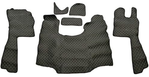 24/7 AUTO Schwarz mit grünen Nähten, vollständiges Abdeckungs-Set von Fußmatten + Motorabdeckung für Scania G (2005–2016) mit Automatikgetriebe