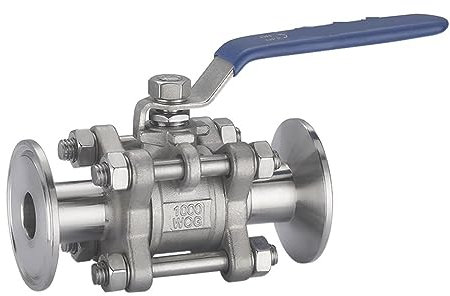 Kugelhahn-Set, Kugelhahn 1/2 3/4 1 SS304 Edelstahl 3 Dreiteiliger Kugelhahn Mit Tri-Clamp-Ferrule(Size:3/4)