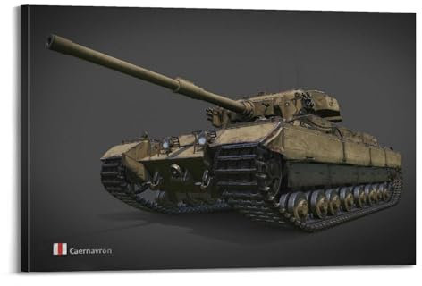 LKUHG Poster mit Vintage-Panzer, Caernavron (Stufe VIII, britischer schwerer Panzer), dekoratives Gemälde, Leinwand, Wandposter und Kunstdruck, moderne Familienschlafzimmer-Dekoration, Poster, 60 x 90