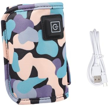 USB Babyflaschenwärmer Flaschenhülle Schwarz, 3 Stufen Verstellbar | Polyester, Konstante Temperatur, Tragbar, für Auto Ladegerät und Powerbank