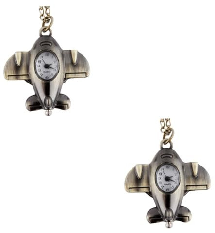 WRITWAA 2St Taschenuhr mit Kette Flugzeug zubehör Flugzeug schlüsselanhänger Flugzeug Halskette mit Taschenuhr Modellflugzeuge Vintage-Uhren für Herren Taschenuhrkette kreative Taschenuhr