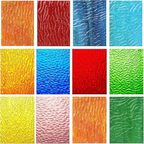 CHICSHIS Glasmosaikfliesen zum Basteln, strukturiert, 10,2 x 15,2 cm, 10 Bögen, undurchsichtig und transparent