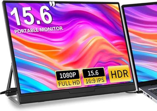 WEU Monitor portatile per laptop, 15,6 '' 1080p FHD Laptop Screen Extender Dual Monitor USB C HDMI Plug and Play Laptop Monitor Extender con supporto altoparlante per Windows, Mac, telefono, switch,