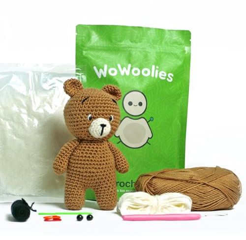 WoWoolies Amigurumi Teddy-Set – komplettes Häkel- und Häkelset | Schritt für Schritt Anleitung | inklusive Garn, Füllung und Sicherheitsaugen | DIY kreatives Geschenk