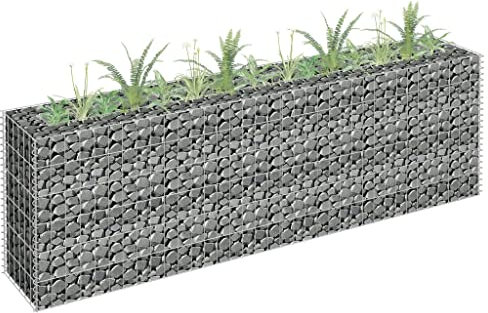AUVYI Steinkorb Gartendeko Gabionen Hochbeet 180x30x60 cm Gabione Gabionenwand Terrasse Pfosten Stabile Konstruktion GabionenSäule Steingabionen Gabionenkörbe Pflanzenwand Verzinkter Stahl