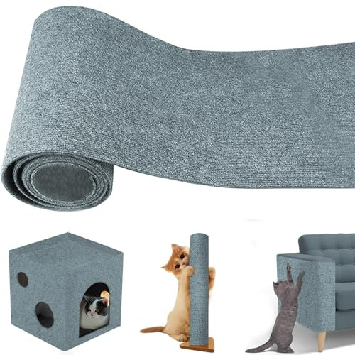 Hillylolly Tapis anti-rayures auto-adhésif pour chat, griffoir pour chat, griffoir adhésif en rouleau protège (gris clair)