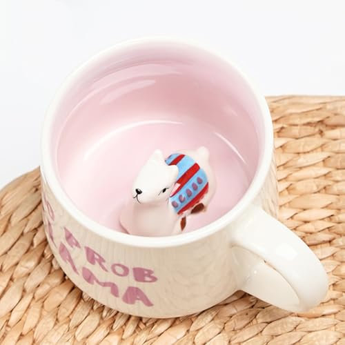 Dvagoent Ceramica Tazza 400ml Tazze Colazione 3d Mug Adatto per The Latte Caffe (Alpaca)