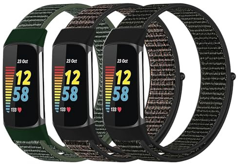 Gittos Nylon Geflochtene Armband für Fitbit Charge 6/Fitbit Charge 5 für Damen Herren
