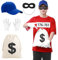 Angenster Bande Verkleidung T Shirt, Panzerknacker Kostüm Karneval Outfit mit Kurzarm-Shirt Maske Handschuhe, T-Shirt Herren Banditen Fasching Karneval Kostüme für Herren Damen (Stil C, S)