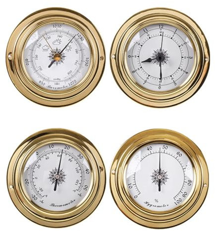 UQSENEUX Barometer Thermometer Hygrometer Uhr Barometer Barometer Barometer für Haus 98mm Barometer Angeln im Freien für Haus Wand Büro 4 Stück