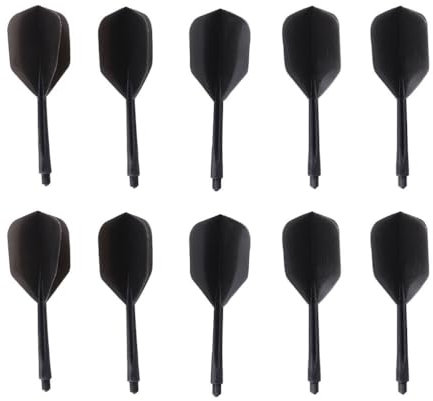BESPORTBLE IntegrierteDart SchäFte Und Flights, Feingewindete Schwarze Kunststoff SchäFte FüR DartZubehöR, 10 StüCk