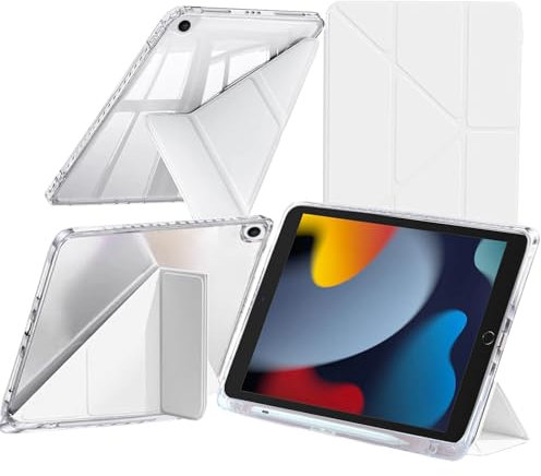 iPad 9/8/7a Generación 10.2 Pulgadas Protector, iPad Air 10.5 Pulgadas (3.a Generación) 2019 / iPad Pro 10.5 Pulgadas 2017 con Lápiz, Posición de pie 6 en 1, Activación Automática/Sueño, Blanco