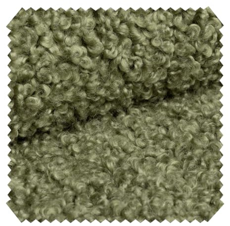 novely® ROLAND Kuschelweicher Bouclé-Polsterstoff - 560 g/m², Extra Volumen - Strapazierfähiger Möbelstoff - UV-Beständiger (7/8 Bezugsstoff - Pflegeleichte Meterware 1 lfm Farbe: 13 Olivgrün