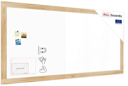 ALLboards Magnetisches Whiteboard, trocken abwischbar PREMIUM 240x120 cm, massiver Rahmen im Eichendesign