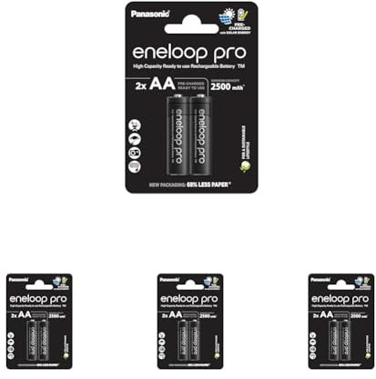 eneloop Pro, Piles Rechargeables AA/Mignon, Lot de 8, capacité de Min. 2500 mAh, Piles Ni-MH, prêt à l'emploi, Rechargeables jusqu'à 500 Fois, Emballage sans Plastique, Pro, Noires