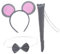 ERINGOGO 1set Cute Mouse Ears Headband Set Grey Mouse Costume Accessories Tail and Bow Tie for Halloween Cosplay and Parties Comfortable Design for Ages