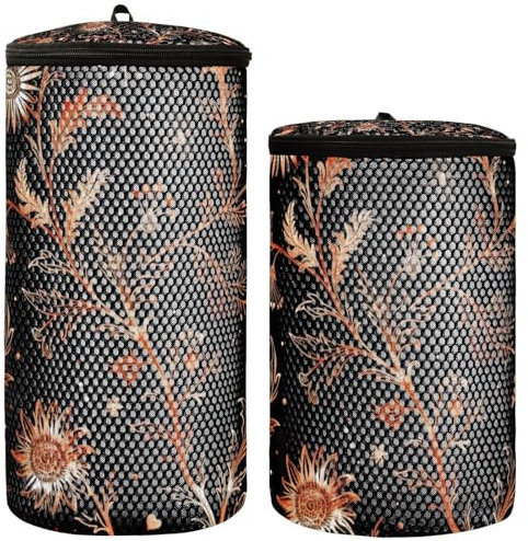 Vintage Rose Gold Floral Pattern on A Black Background Sneaker Washing Machine Pack of 2 Sneaker Laundry Bag For Washing Machine Washing Machine Shoes Cleaning Bags