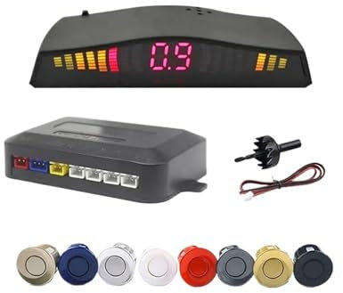 SQOFJGIGN Auto Retrocamera Kit di parcheggio con sensore parcheggio Display 22mm 4 sensori retroilluminazione Radar retromarcia monitoraggio Allarme Acustico Videocamera Backup(Grey)