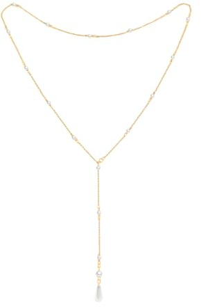 Dainty Pearl Back Necklace Long Pearl Y Backdrop Necklaces for Bridal Bridemaids Wedding Party Boho Summer Beach Bikini Body Chain Jewelry Gifts(Gold)